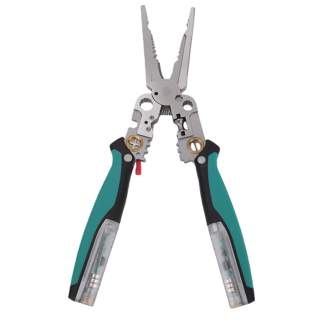 23 In 1 Wire Stripper with Detachable Electrical Tester   Winding Cable Cutting Crimping Stripping Tool Pointed Nose Pliers
