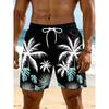 Men's beach shorts with palm tree graphic print, cool and breathable, Hawaiian style