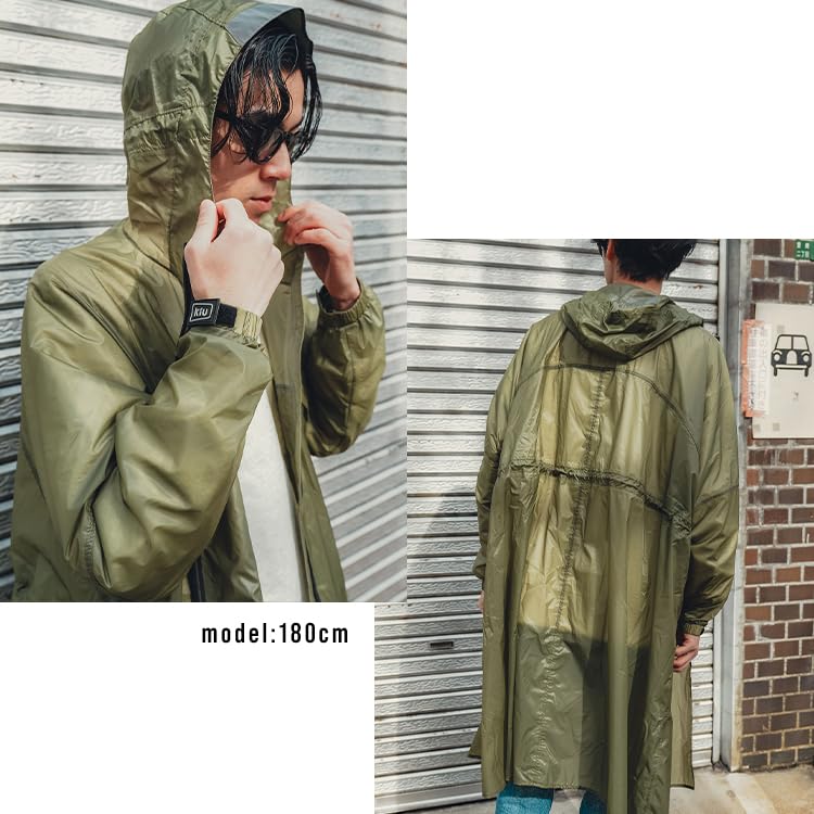 Kiu Rain Rain Protection for Typhoons and Rainy Sleeved Rain Poncho with Storage and Unisex for Men and Perfect for Outdoor and Air-Light Poncho,