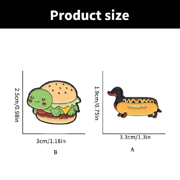 Colorful Hamburger And Hot Dog Brooch Pin Craft from Sturdy Zinc Alloy Materials Accessory for Long Time Use Styles