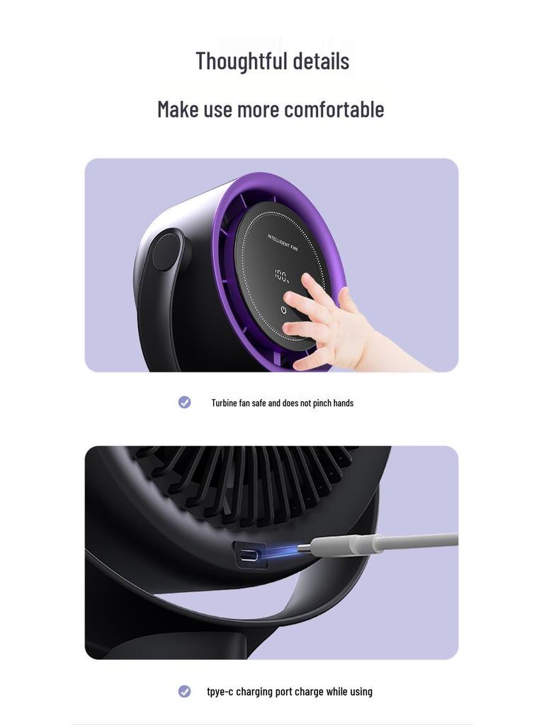 High-Speed Bladeless USB Charging Desktop & Wall-Mounted Silent Fan