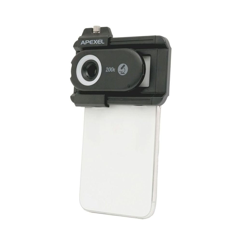 APEXEL Smartphone Microscope APL-MS200 200x Magnification with High-Brightness LED Light, Compact, 828835
