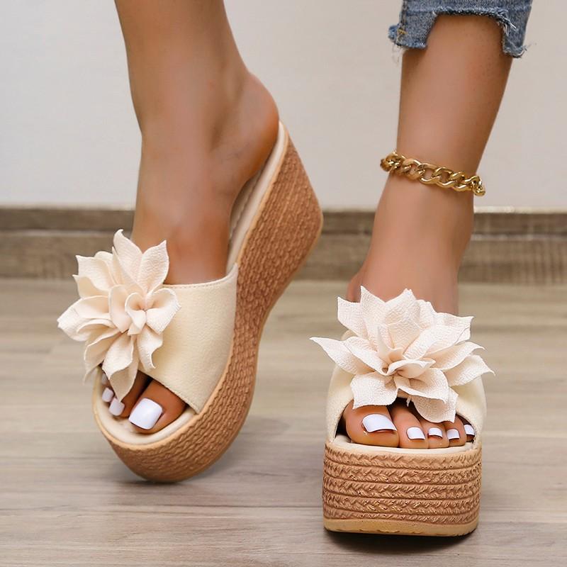 Women Platform Slippers 2024 Summer New Wedges Sandals Flower Women Shoes High Heel Slippers Women Zapatos De Mujer