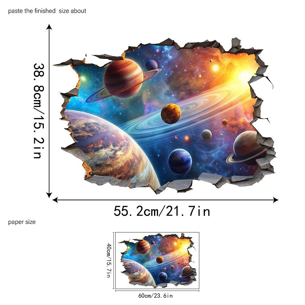 New Cartoon Space Universe Planet Wall Stickers Self Adhesive Room Background Home Decor Decals