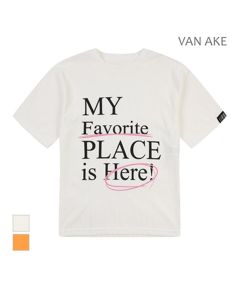 VANAKE Lettering Round Neck Short Sleeve T-Shirt_Vb36Tsq309Z