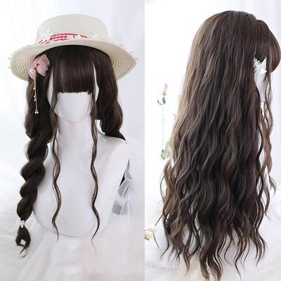 Female Long Hair With Bangs Big Waves Daily Wear Chemical Fiber Hair High Temperature Resistance