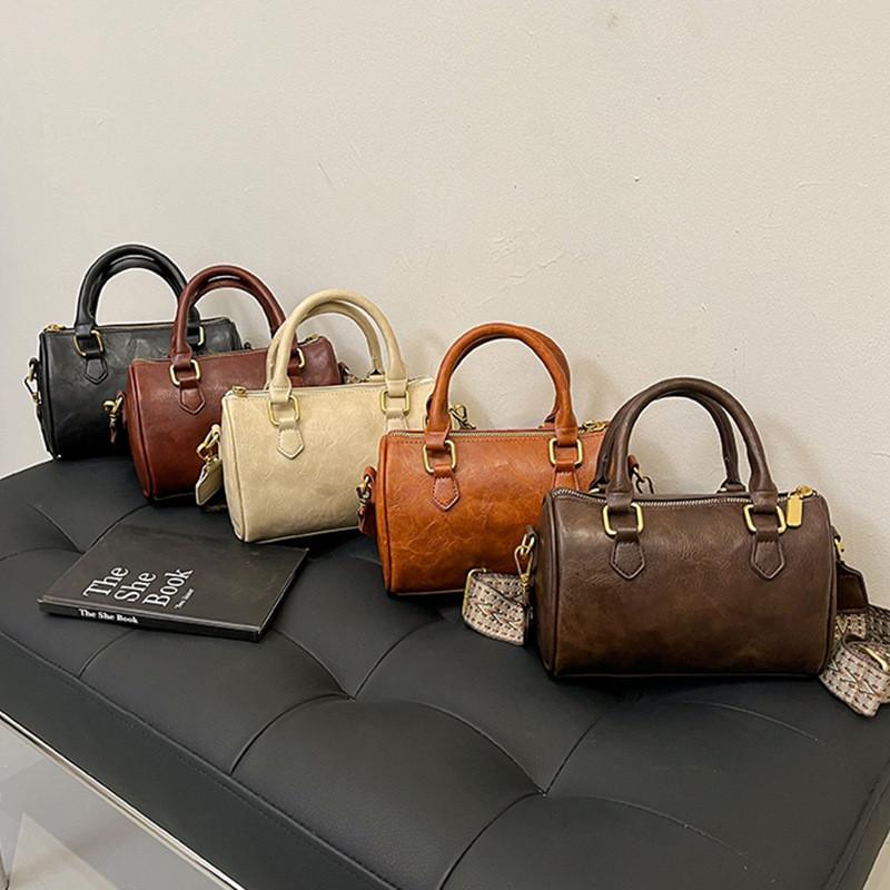 Fashionable Pu Boston Tote Bag For Women Available In Black White Coffee Red Brown And Yellow