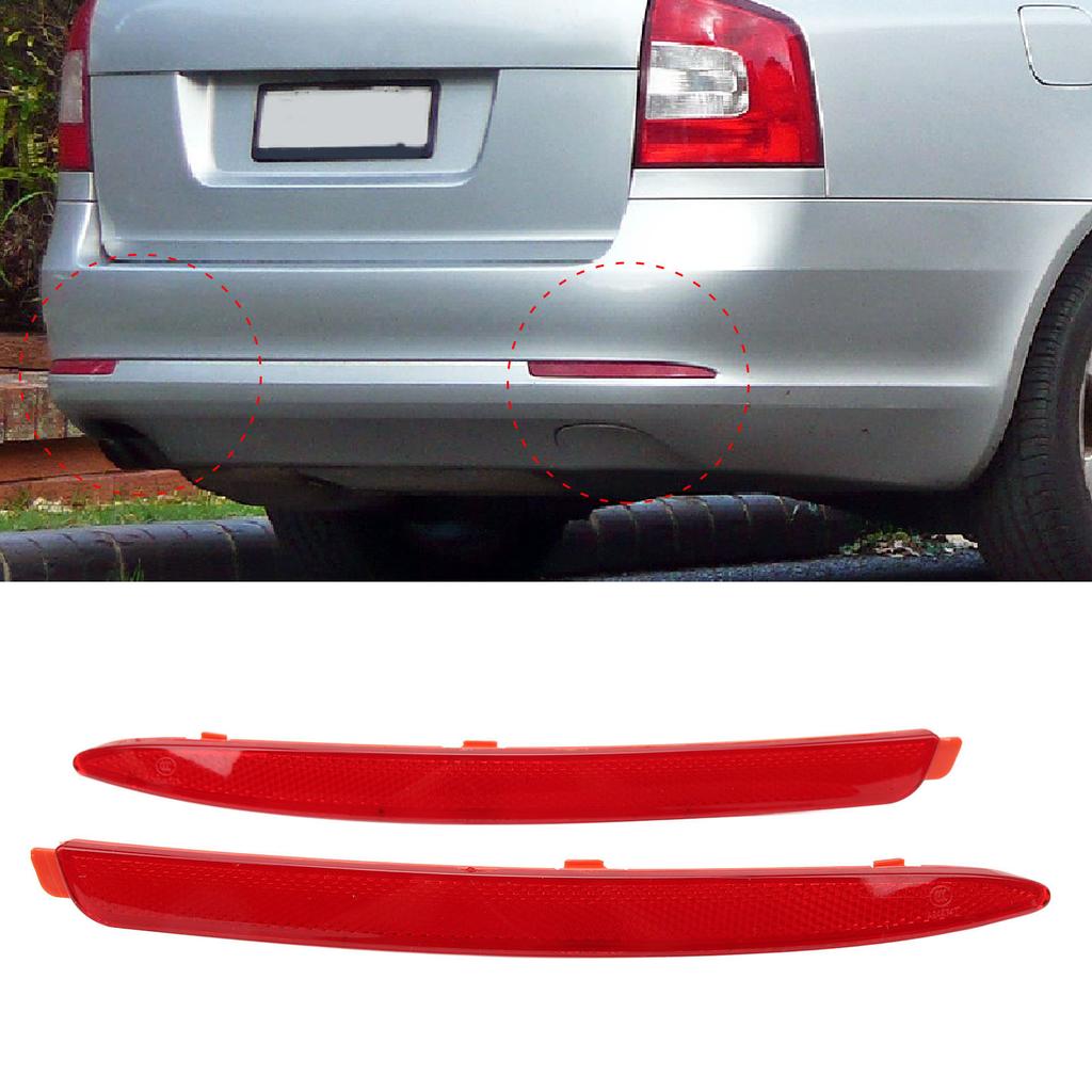 2 st Bakre Stötfångarreflex Vänster Höger 1Z0945105A för SKODA OCTAVIA 1z Facelift 2009 2010 2011 2012 Reflexremsor