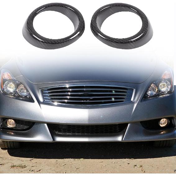Front Bumper Driving Fog Light Ring Bezels Covers Trim Molding Compatible with Infiniti G37 2010-2013, Front Fog Light Lamp Decoration Protector