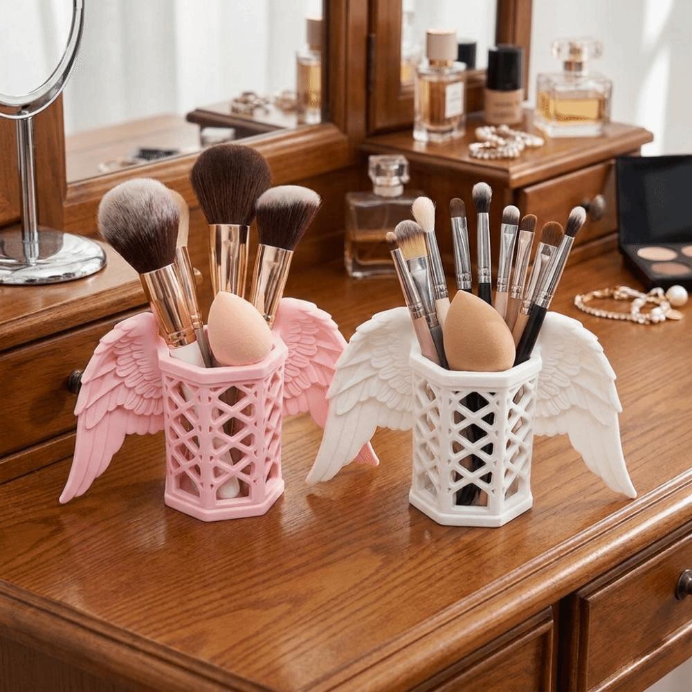 Stable 3D Printed Pen Stand Plastic Desk Organizer Multi-functional Angel Wings Pen Holder Bedroom