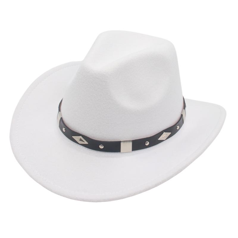Upturned Cowboy Hat Western Wind Curved Edge Metal Accessories Top Hat Men'S And Women'S Hats