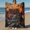 1pc Devil, Sword, Flame  - Throw Blanket, Soft, Flannel Blankets, Living Room,  All Seasons Use-1021100