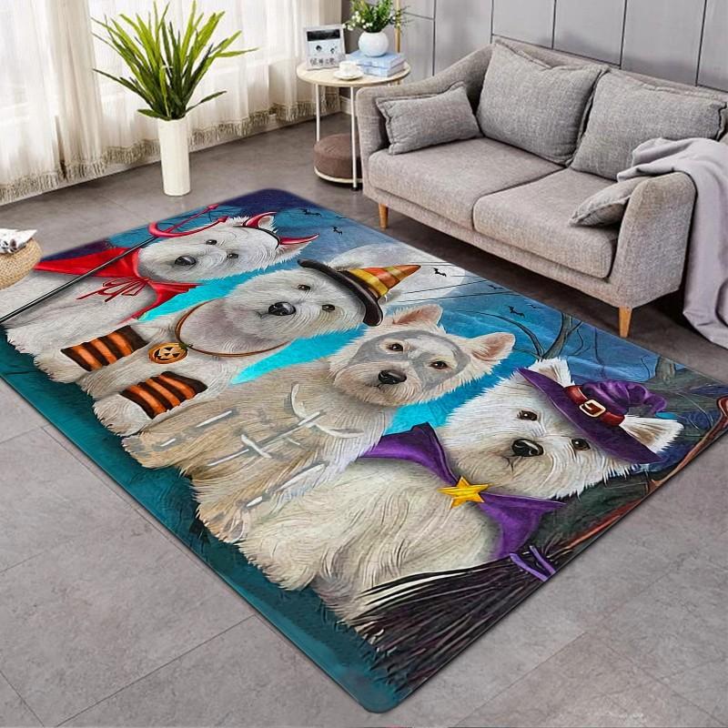 Lustige Haustiere Möpse Bulldogge 3D-Druck Teppich für Wohnzimmerdekoration Zuhause Sofa Couchtisch Bereichsteppich Schlafzimmer Garderobe Fußmatte