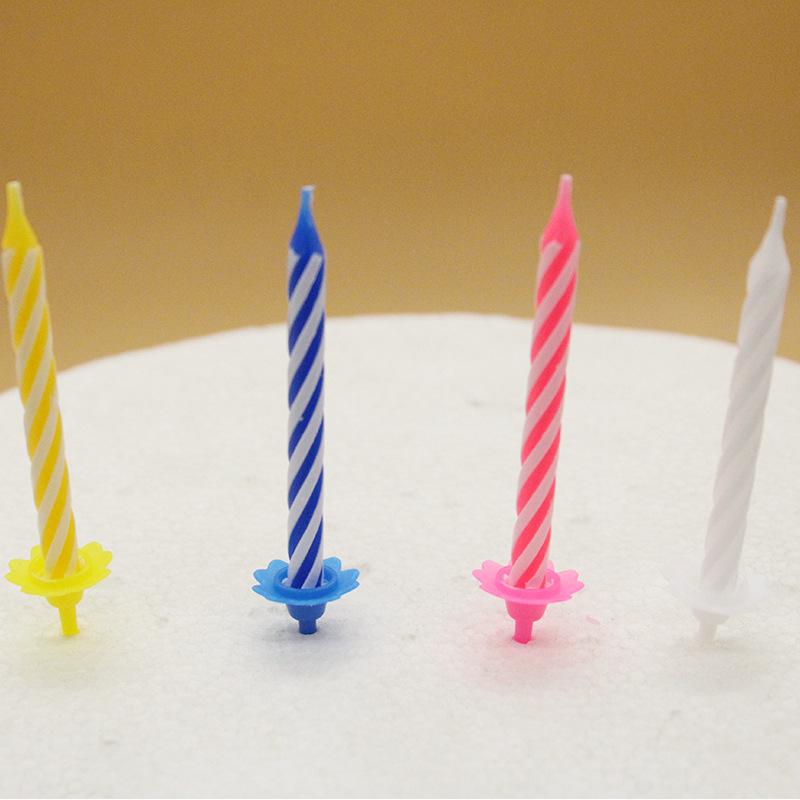 Birthday Party 24 Colorful Threaded Small Candles Creative Party Decoration with Fancy Base Spiral Candles