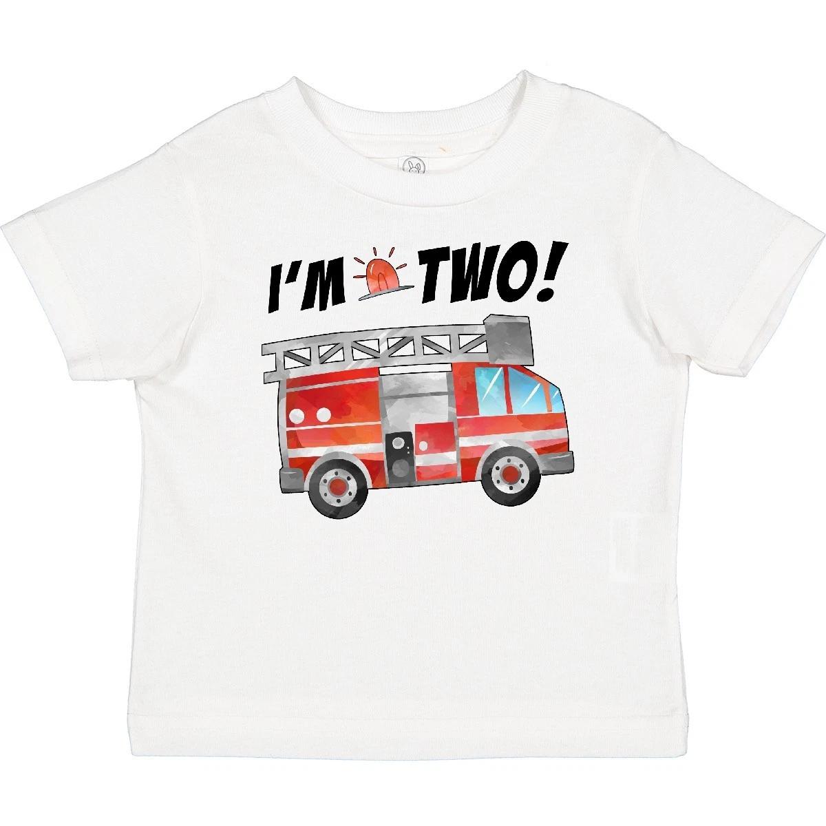 Inktastic I m 2 Fire Truck 2nd Birthday Baby T-Shirt Birthdays Engine Party Kids 120