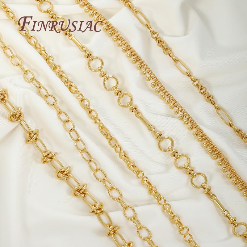 Multiple Styles 0.5-1 Meter 18K Gold Plated Roll Bulk Chains Cable Link Chains For Necklaces High Quality Jewelry Accessories