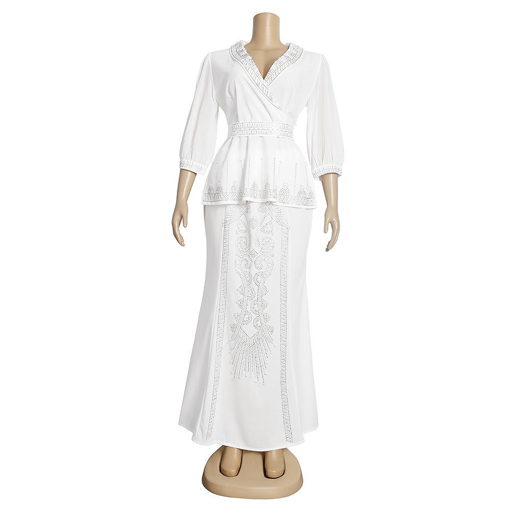 Wish Celebrity Slim Fit Two-Piece Dress Set: Top and Skirt, European and American Style, Plus Size Women's Fashion