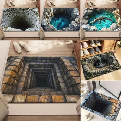 3D Visuelle Illusion Willkommensmatte Fußabtreter Tiefe Grube Falle Brunnen Druck Bodenmatte Wohnzimmer und Schlafzimmer Eingang Fußmatte Lustige Heimdekoration
