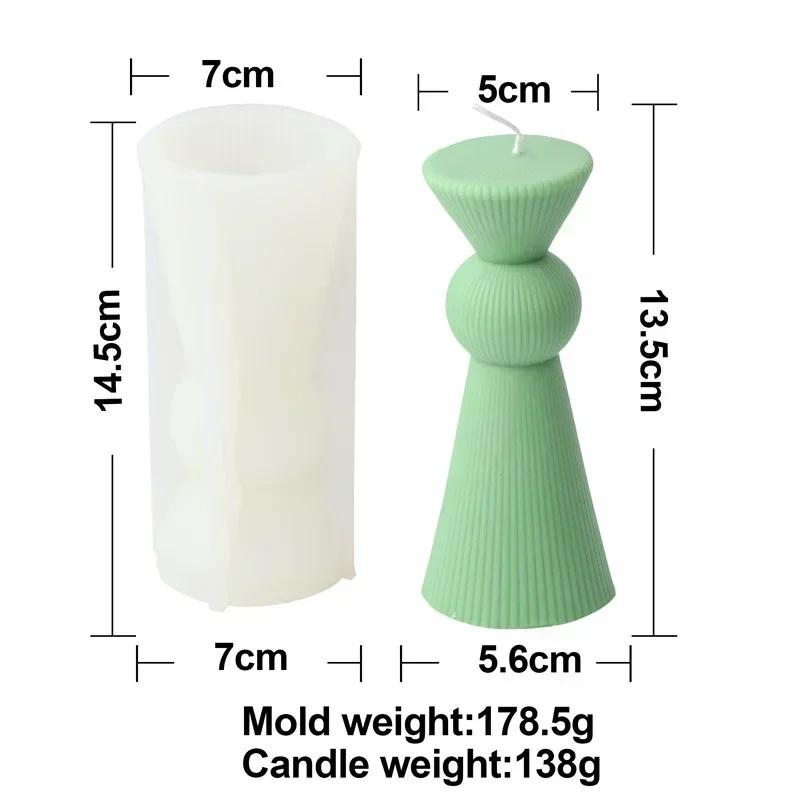 Classic striped cylindrical candle silicone mold geometric cylindrical thick striped acrylic candle mold Roman column PC mold