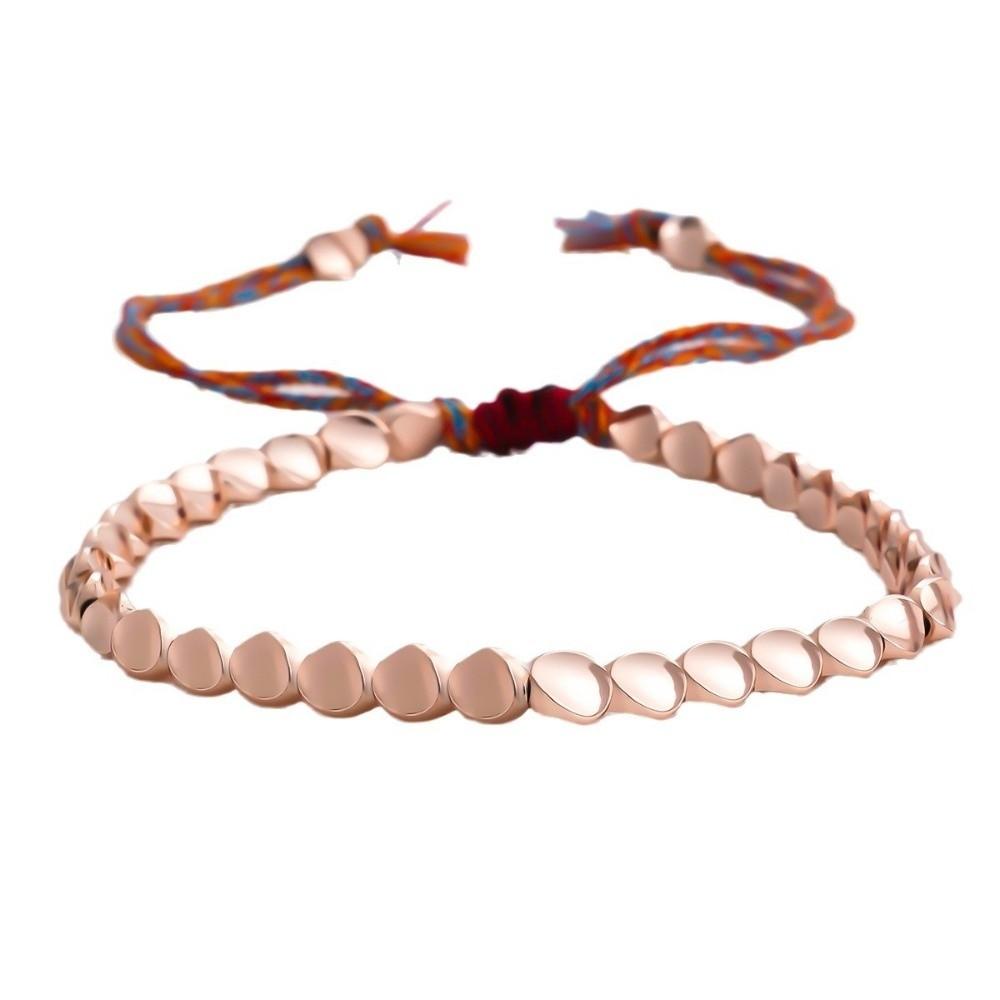 Friendship Handmade Thread Rope Buddhist Cotton Braided Bracelet Copper Beads Wrist Jewelry Bangles