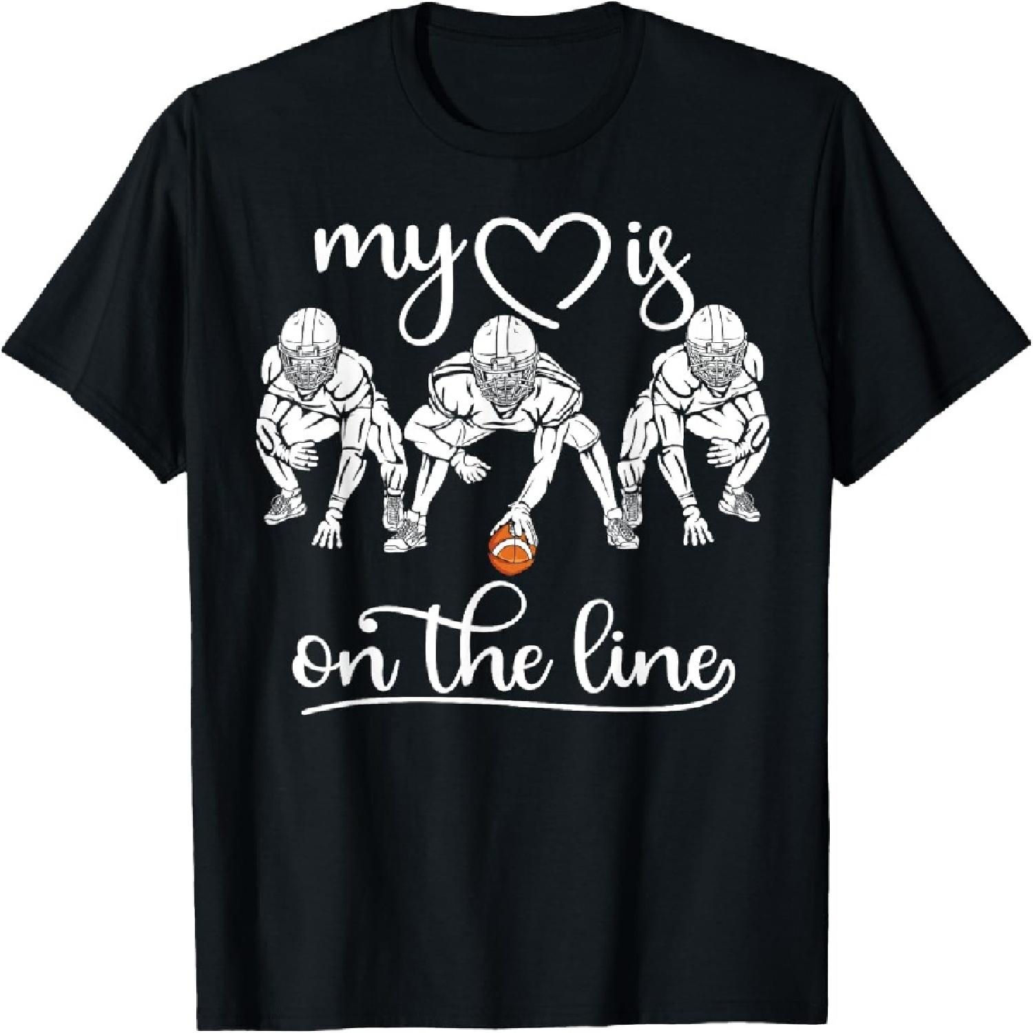 My Heart Is On The Line Offensive Lineman vintage football T-Shirt S