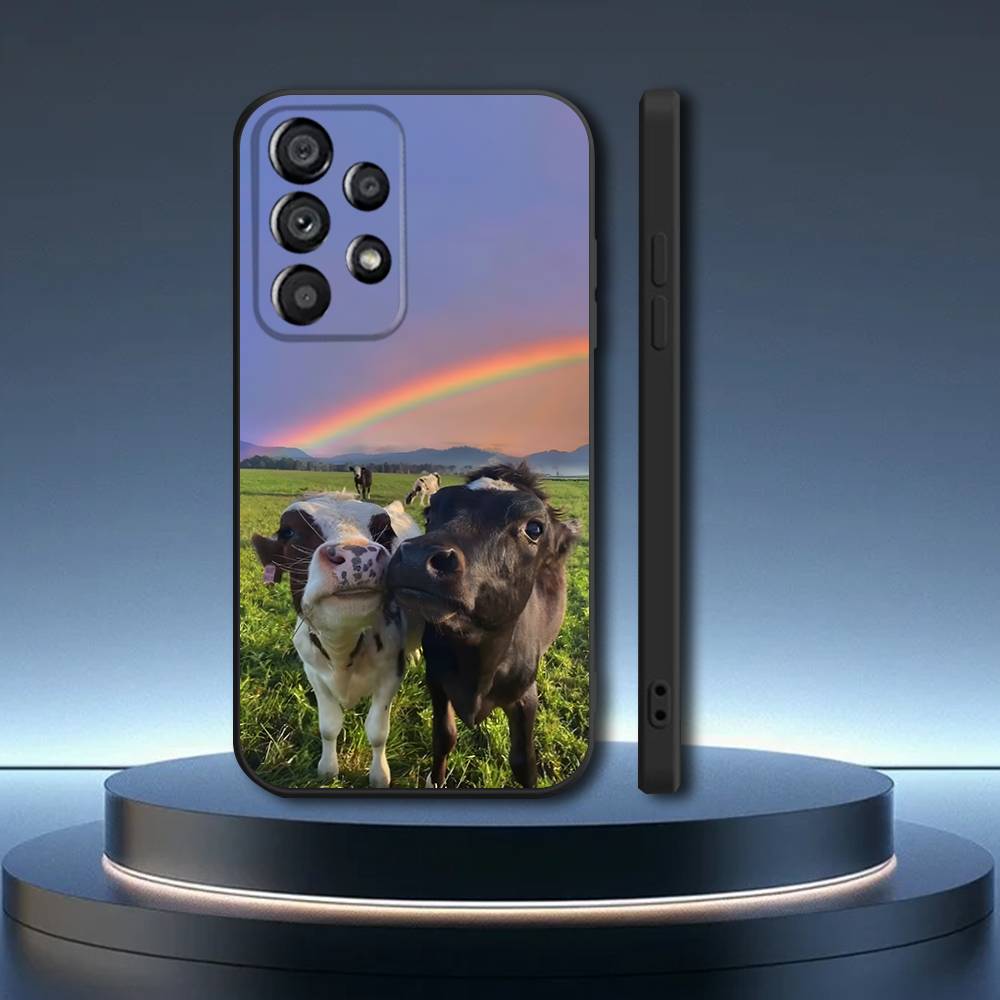

Lovely Cute Cow Cows OX Phone Case For Samsung Galaxy A73,31,32,72,41,53,52,71,22,5G,Note,J7,8,9 Soft Black Cover SamsungA22 5G