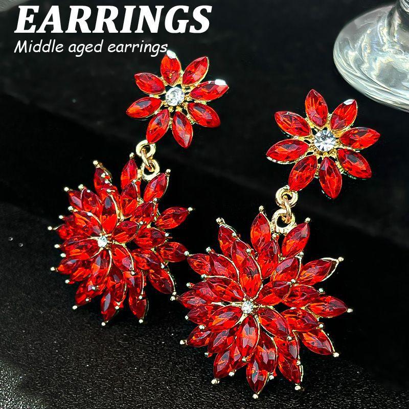 Boucles d'oreilles pendantes Zircon Fleur Colorée pour Femmes, Boucles d'oreilles pendantes Statement pour Fête & Usage Quotidien