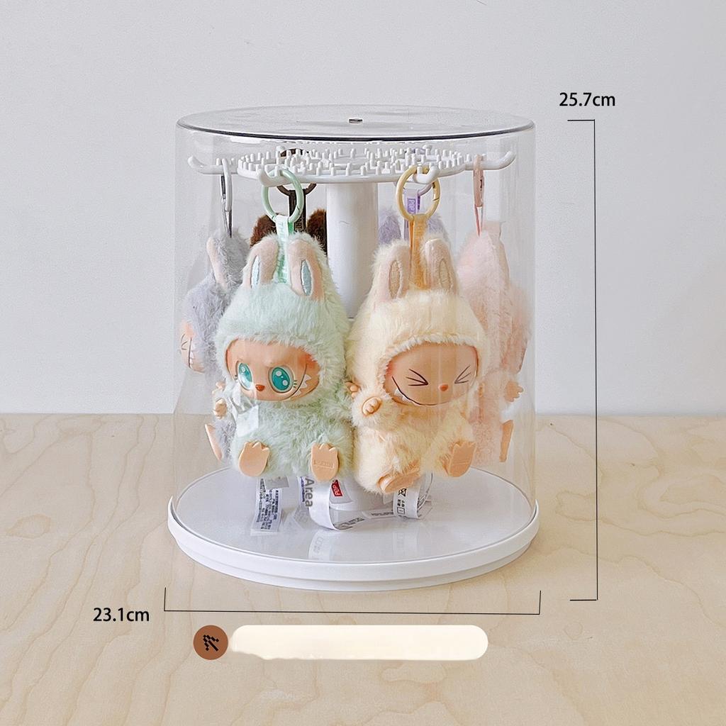 Labubu Pendant Display Box Rotating Transparent Labubu Doll Handmade Blind Box Storage Display Stand Decorative Ornaments