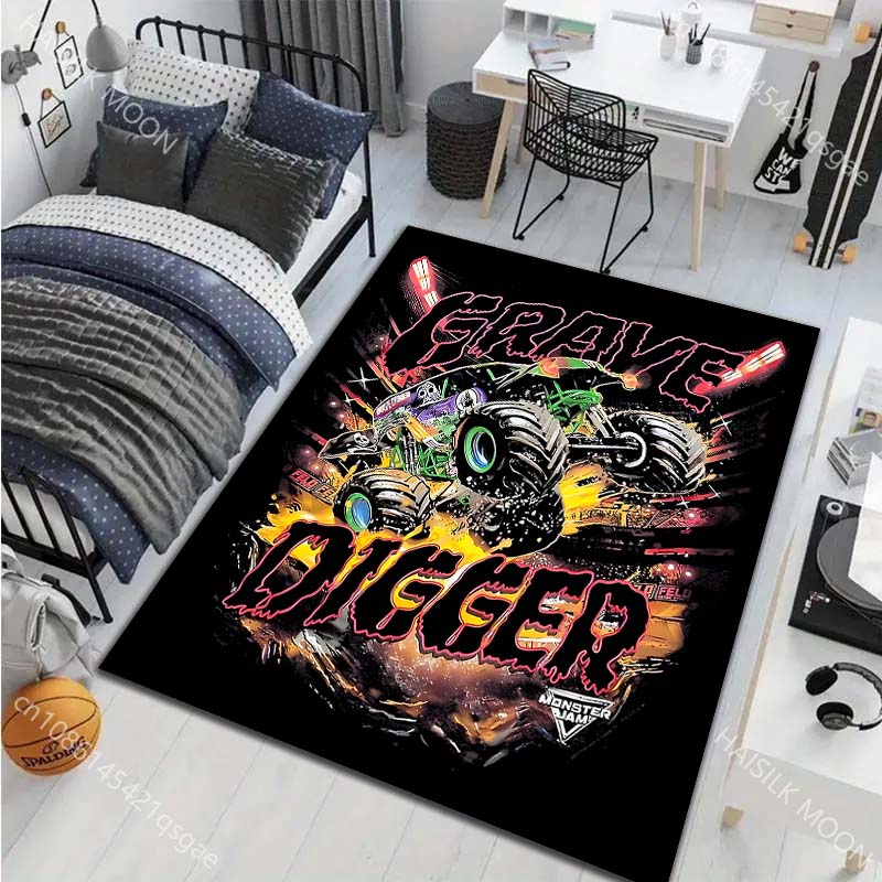 Multiple Style Big-footed Monster Truck Print Carpet for Living Room Bedroom Bedside Bathroom Floor Mat Home Area Rug Room Decor