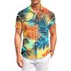 Men's Hawaiian Print Short Sleeve Shirt Casual Outdoor Button Down Collared Top Lightweight Relaxed Fit Beachwear