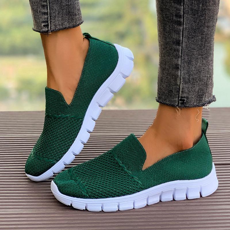 Fashion Spring New Cloth Shoes Women's Fashion Round Head Mesh Hollow Breathable Soft Sole Anti-slip Wear-resistant Flat Shoes