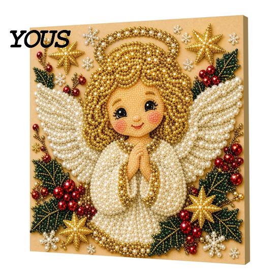 Creative Christmas Gifts for Adults Faux Pearl Art Kit, 20x20cm Xmas Painting DIY Wall Decor Making Kit Sparkling 3D Diamond Craft Adults, Festive