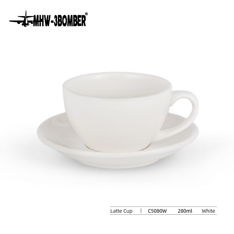 MHW-3BOMBER 280ML Šálek na espresso s podšálkem a lžičkou Keramický čajový hrnek Sada Domácí kuchyňské doplňky Vánoční dárky pro milovníky kávy