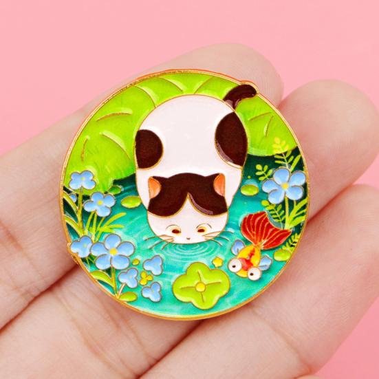 Unisex Brooch Cartoon Kitten Design Zinc Alloy Brooch Pin Bag Sweater Suit Lapel Decorative Enamel Badge Versatile Accessory