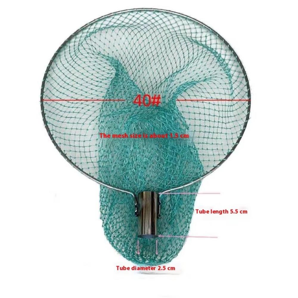 Stainless Steel Fishing Landing Net Nylon Mesh Fly Fishing Dip Net  For Freshwater Saltwater