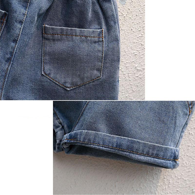 Boys' Jeans Suit Summer Handsome Short Sleeve Fashionable Thin Boys' Summer Two-piece Set Casual Blue Suit