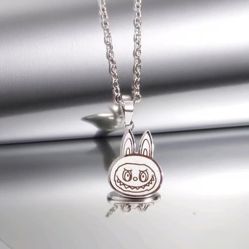 

Titanium Steel Pendant Necklace Cartoon Trend Versatile Design Exquisite Cute Factory серебряный