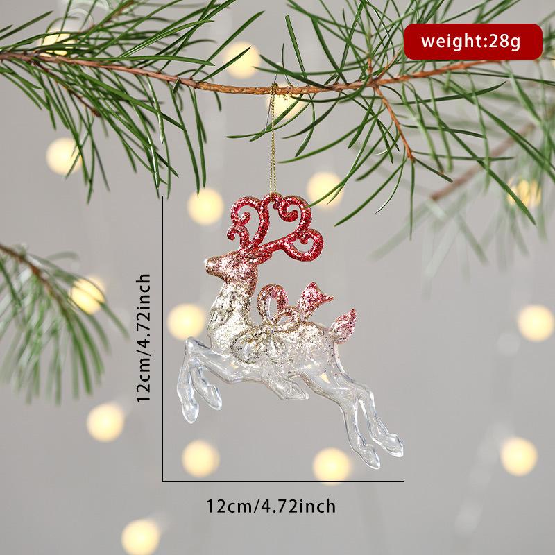 Christmas Tree Ornament Elegant Acrylic Christmas Pendant Glitter Christmas Decoration Transparent Acrylic Snowflake Ornament