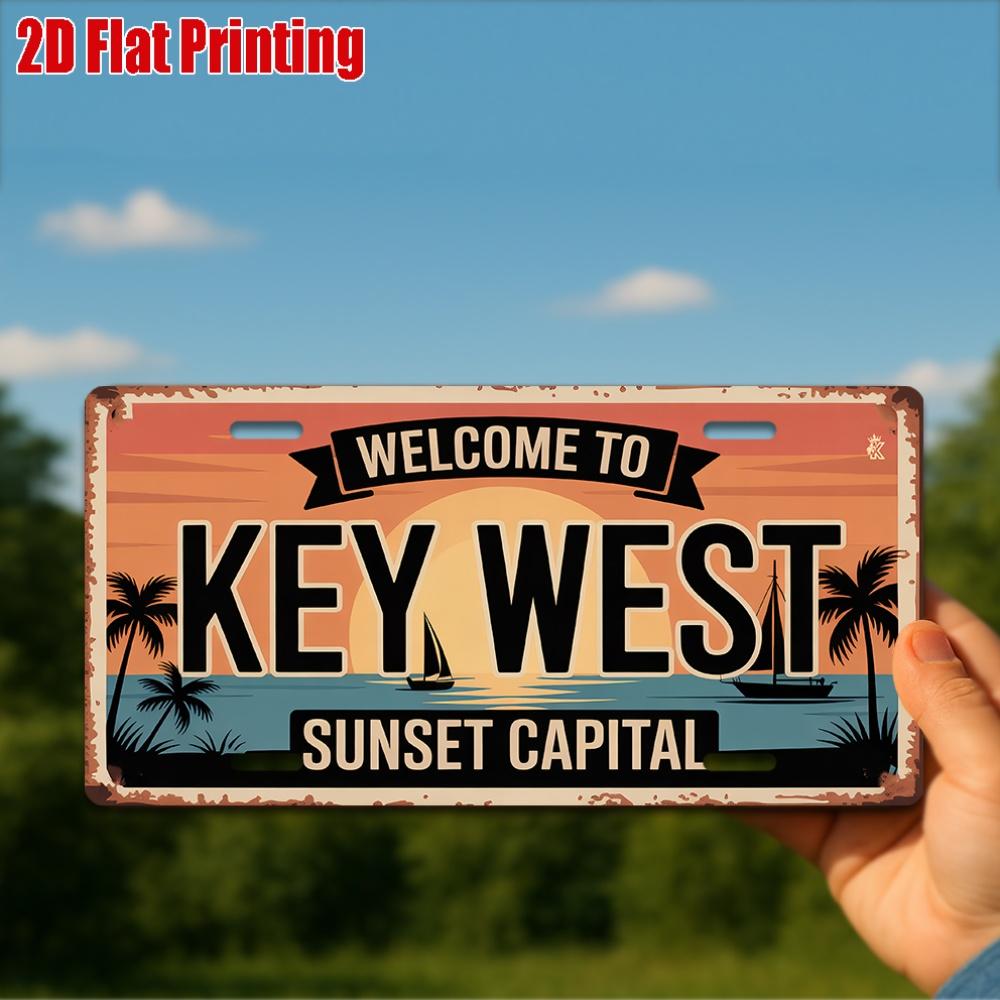 D Flat pc Vintage Metal Sign for Decorative Purposes Only Outdoor Plaque Wall Decor KEY WEST Aluminum Sign Retro 15x30cm(5.9x7.8inch)