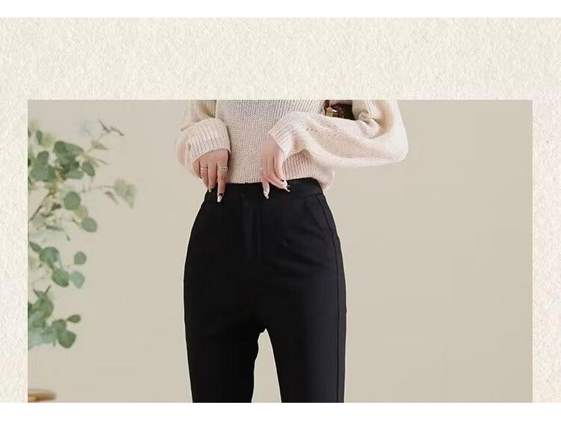 Women's Black High-Waisted Micro-Flare Pants: Slimming, Elastic, Petite, Nine-Point Length, New Summer Arrival