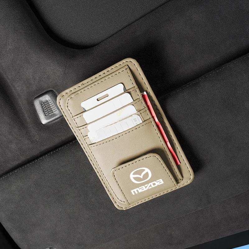 2025 Heiße PU-Leder Auto Sonnenblenden Organizer Box Brillenclip Kartenhalter Für Mazda 2 3 6 5 Atenza CX30 CX90 CX60 CX50 MX30 CX3 C