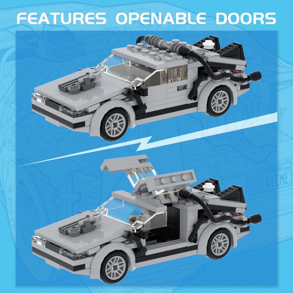 Non-Toxic Moc New Back To The Future Time Machine Car Building Blocks Set Deloreaned Speed Vehicle Bricks Kid Toys For Children Gifts