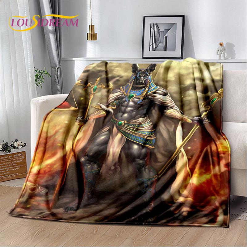 Anubis Ägypten Tod Mythologie Horus Weiche Plüschdecke, Flanelldecke Überwurfdecke für Wohnzimmer Schlafzimmer Bett Sofa Picknick Kinder