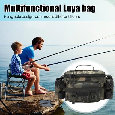 Large Capacity Fishing Gear Bag Waterproof Oxford Cloth Multi-Pocket Multifunction Lure Rod Line Reel Holder Fishing Accessories Shoulder Bag
