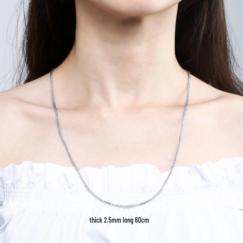925 Sterling Silver Chopin Necklace Chain for Women & Men - Simple Clavicle Design