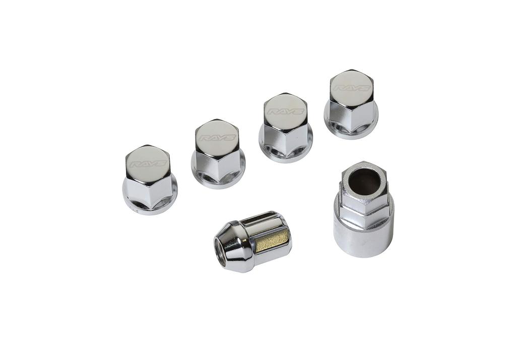 RAYS 74081000002CP 19HEX Schloss- und Mutternsatz für 5H, M14X1.5, Gesamtlänge 1,2 Zoll (31mm), CP (Überzogen)