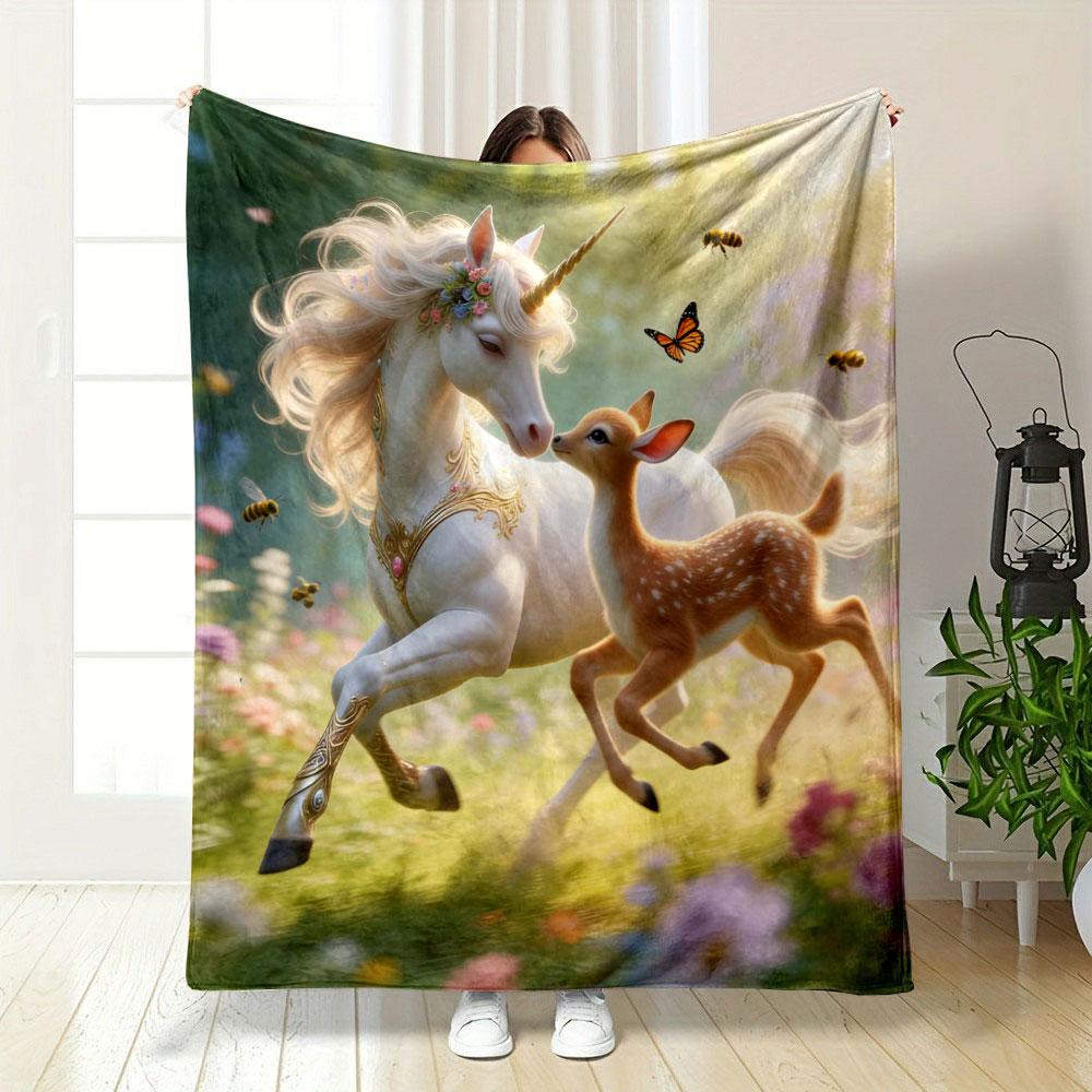The Jungle Book Unicorn Deer Printing Adult Children Warm Blankets Home Travel Car Soft Comfortable Suitable for All Seasons