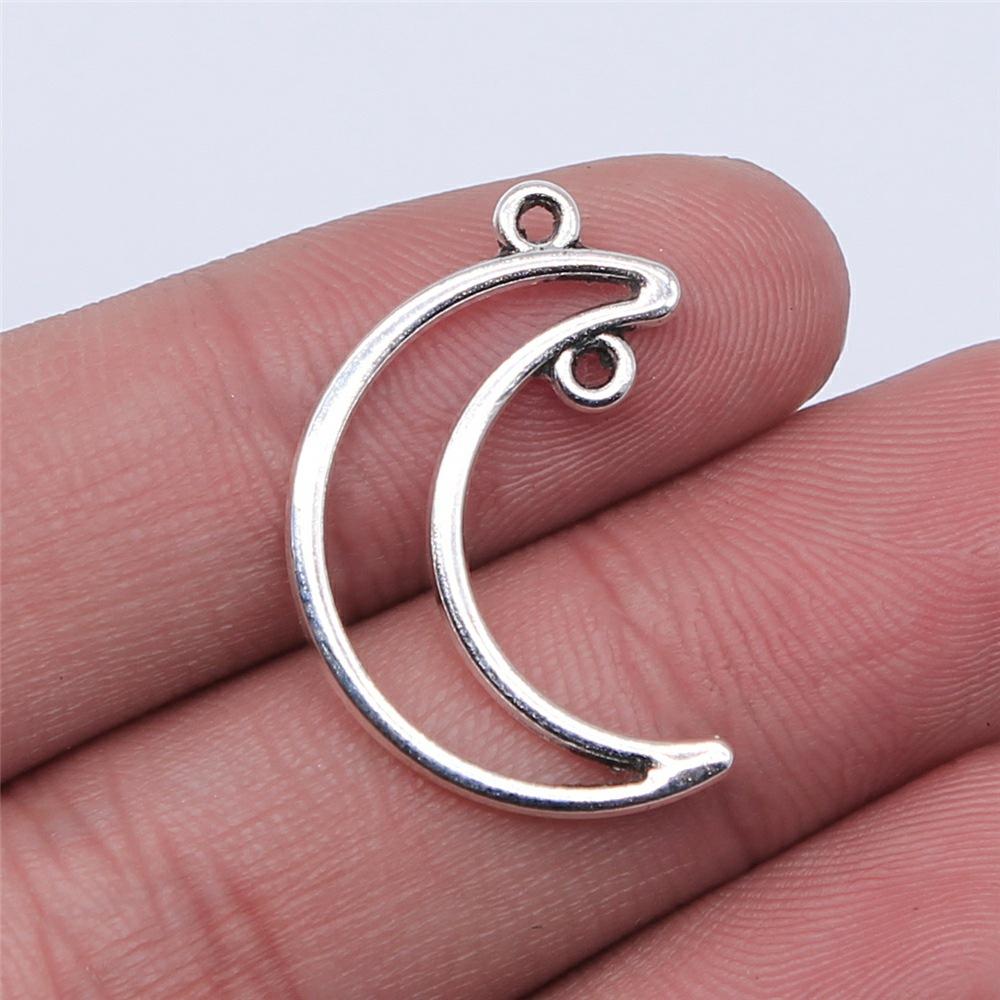 20pcs Moon Charms For Jewelry Making Tibetan Bronze Silver Color Pendants Antique Jewelry Making DIY Handmade Craft