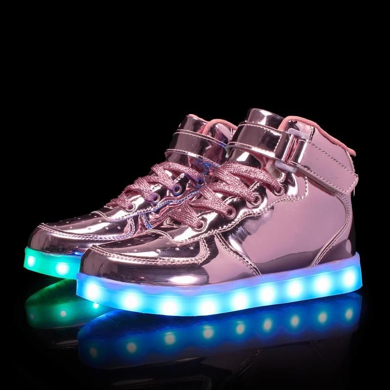Fashion New Size 25-46 Children Adult USB Charging Glowing Kid Luminous Sneakers for Boys Girls Men Women Led Casual Walking Light Shoes