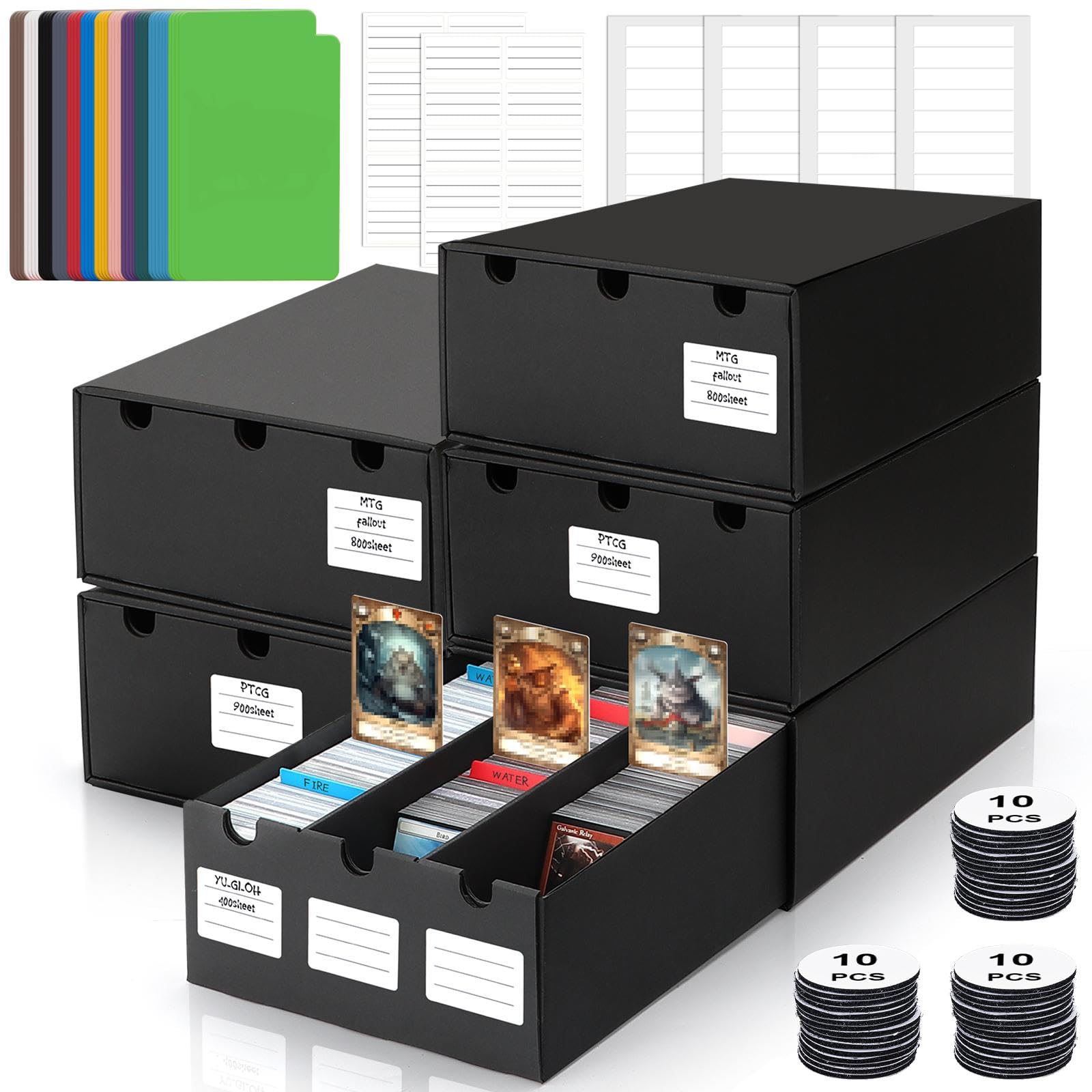 

AOBOPLE Коробка для хранения коллекционных карточек 5 наборов Коробка для карточек с выдвижным ящиком Вмещает более коллекционных карточек Коробка для хранения бейсбольных карточек Включает 60 карточек 2 набора по 4 набора по 30